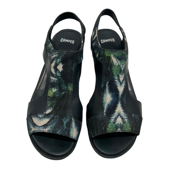 Camper Damas Green Navy Tropical Wedge Platform Sandals Women’s EU 38 US 7.5 - Picture 4 of 16